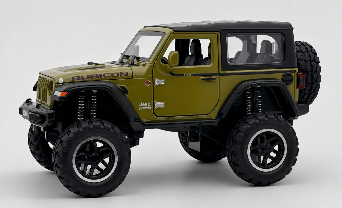 Jeep Wrangler Rubicon 1:18 diecast Scale Model car with Removable Top - Big Size