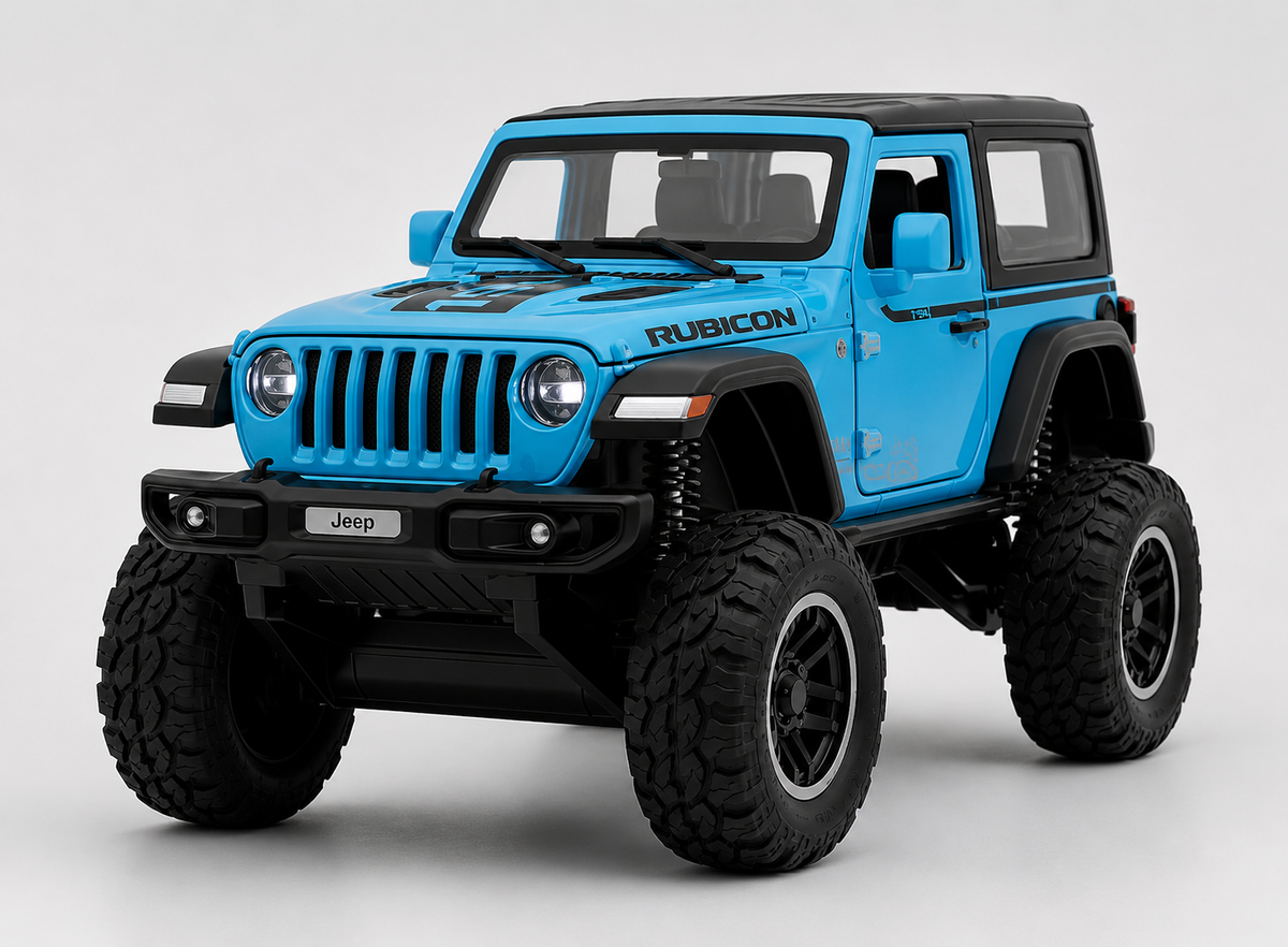 Jeep Wrangler Rubicon 1:18 diecast Scale Model car with Removable Top  - Big Size