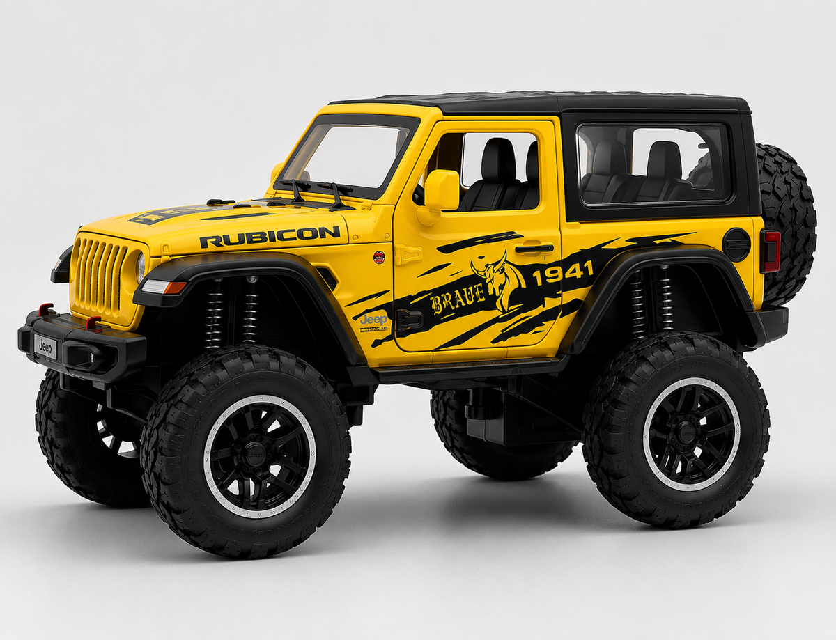 Jeep Wrangler Rubicon 1:18 diecast Scale Model car with Removable Top  - Big Size