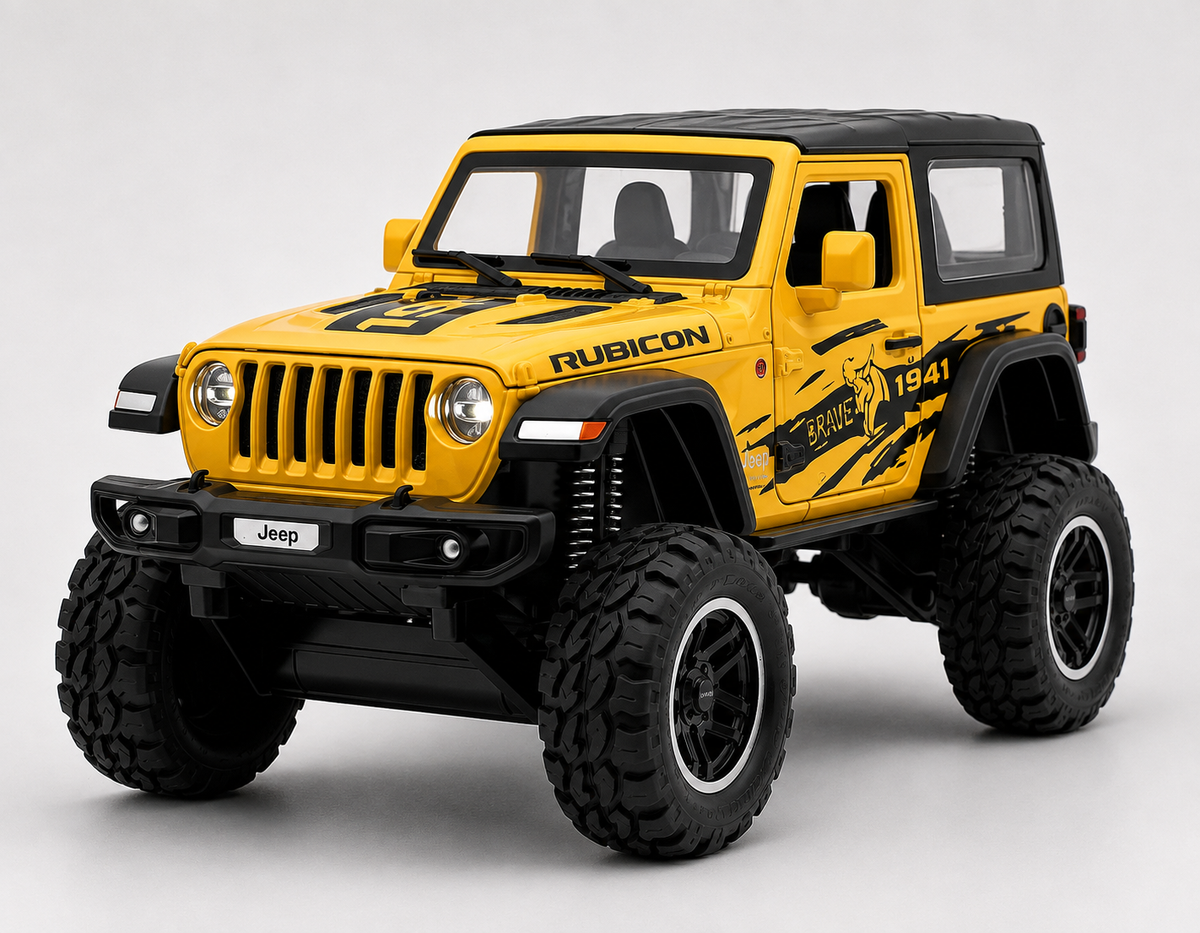 Jeep Wrangler Rubicon 1:18 diecast Scale Model car with Removable Top  - Big Size