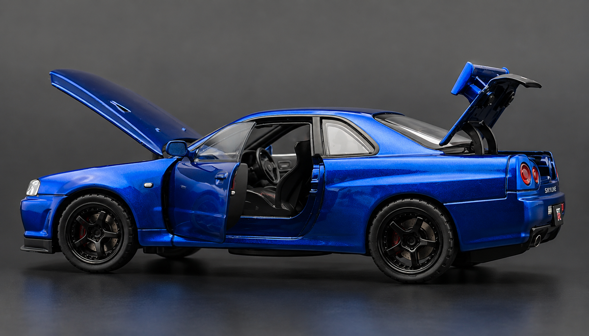 Nissan Skyline GT-R R34 Super Model 1:18 diecast scale model car miniature - Big Size