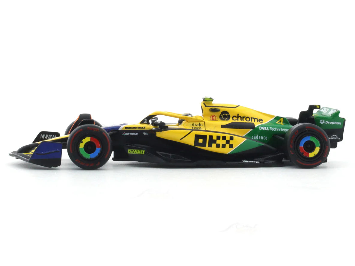 2024 McLaren MCL38 No.4 Lando Norris Senna Tribute 1:43 Bburago Formula 1 diecast scale model car