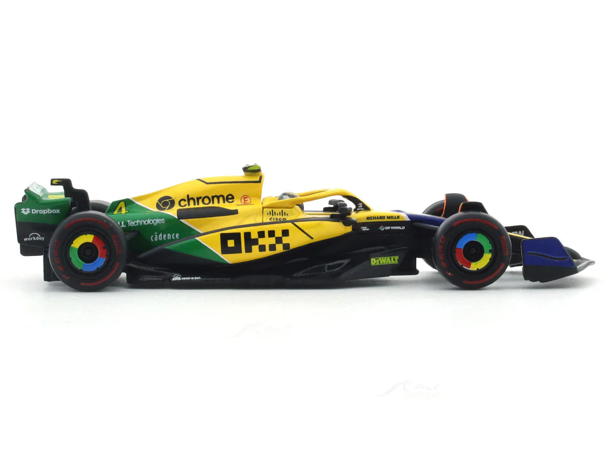 2024 McLaren MCL38 No.4 Lando Norris Senna Tribute 1:43 Bburago Formula 1 diecast scale model car