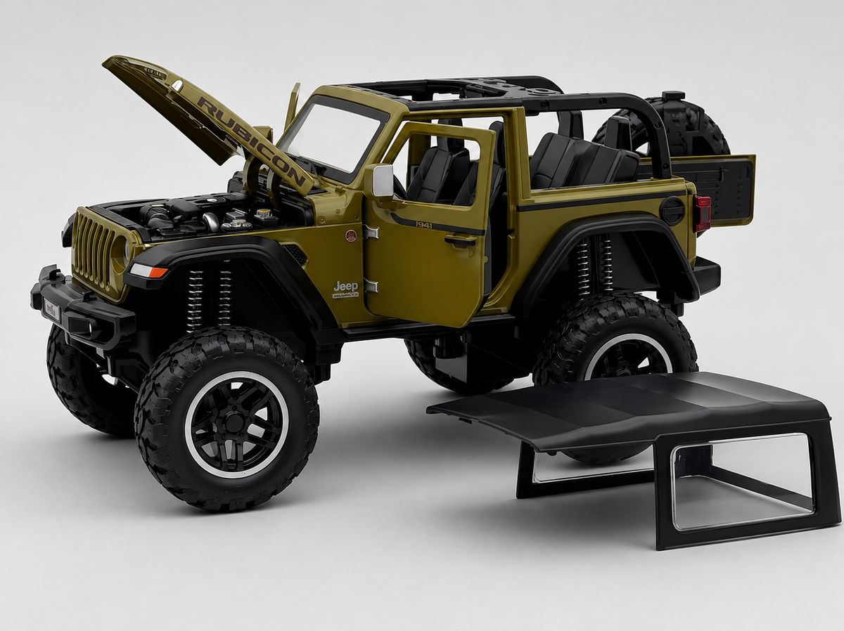 Jeep Wrangler Rubicon 1:18 diecast Scale Model car with Removable Top  - Big Size
