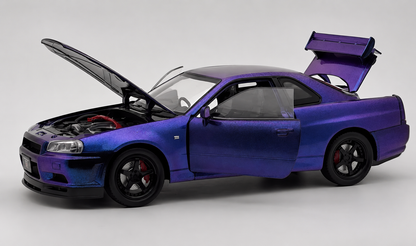 Nissan Skyline GT-R R34 Super Model 1:18 diecast scale model car miniature - Big Size