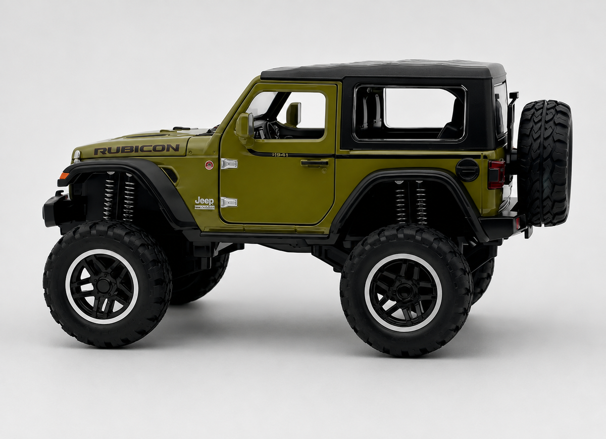 Jeep Wrangler Rubicon 1:18 diecast Scale Model car with Removable Top  - Big Size