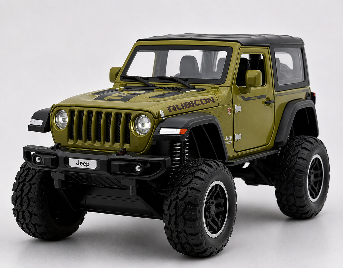 Jeep Wrangler Rubicon 1:18 diecast Scale Model car with Removable Top  - Big Size
