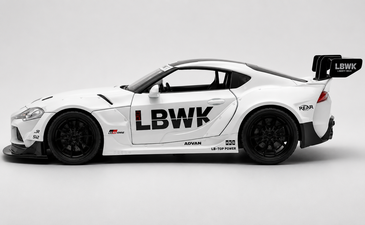 Toyota Supra GR LBWK 1:18 diecast scale model car collectible - Big Size