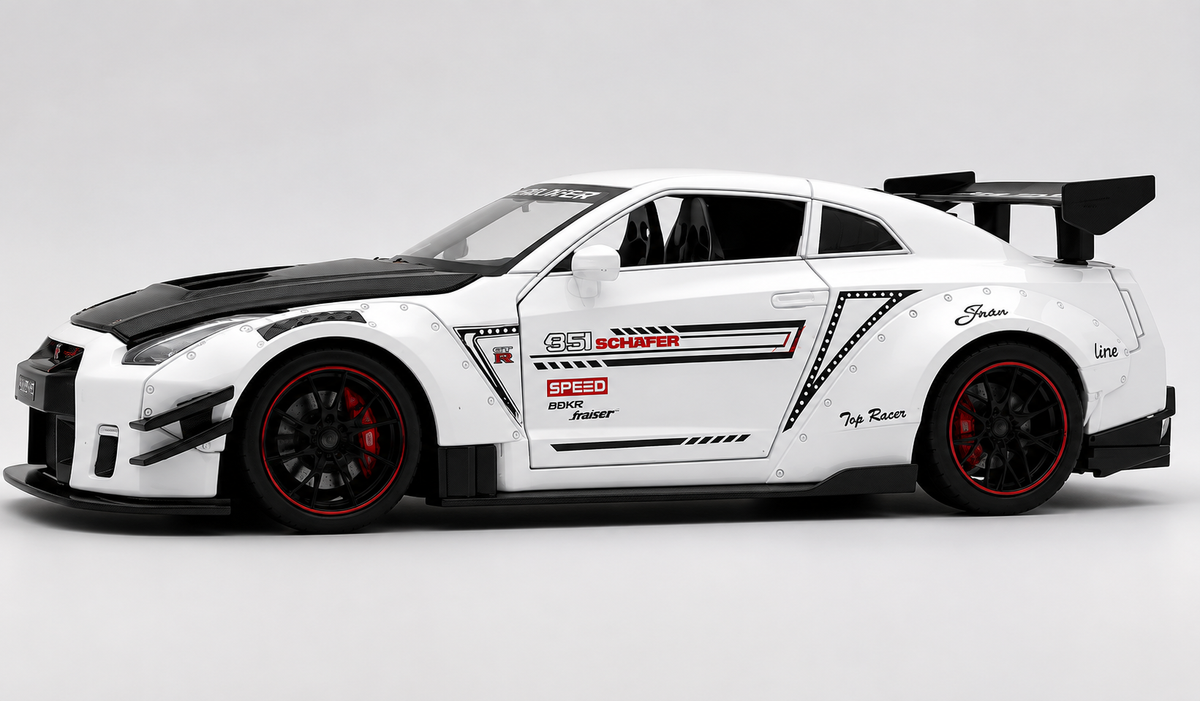 Nissan GTR-R R35 Schafer 1:18 diecast scale model miniature car - Big Size | Assorted Colors