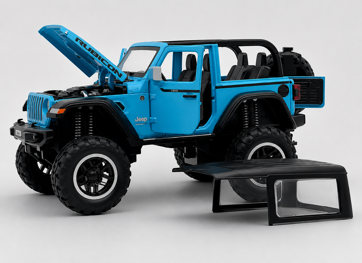 Jeep Wrangler Rubicon 1:18 diecast Scale Model car with Removable Top  - Big Size
