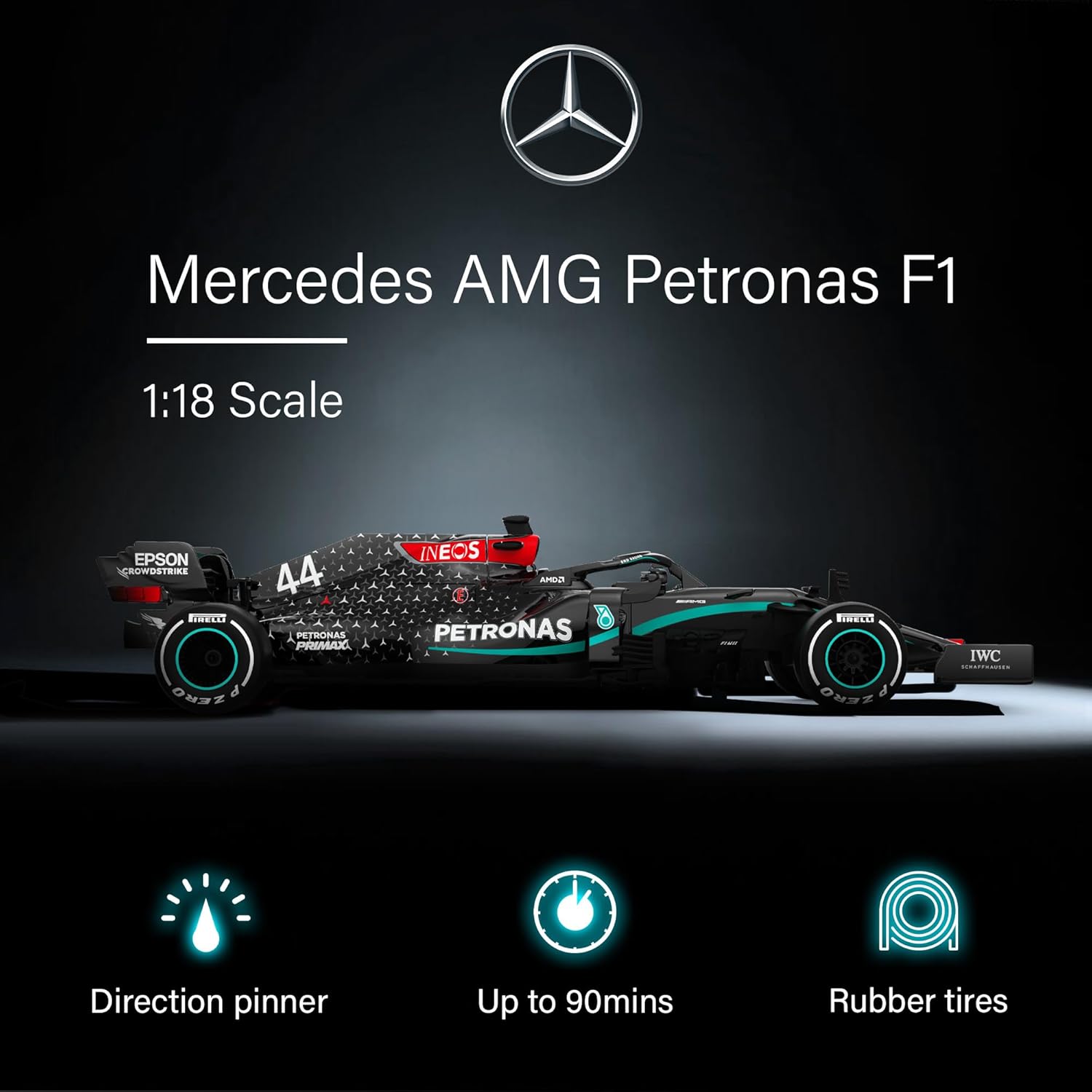 Rastar Authentic Licensed Mercedes-benz F1 W11 RC Car - Detailed Design, 2.4GHz Control | Color :  1:18 Mercedes-benz F1 W11